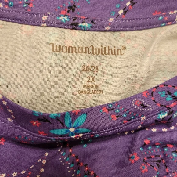 NWT Plus Size Woman Within T-Shirt, Size 2 X, 26-28 - Picture 2 of 2
